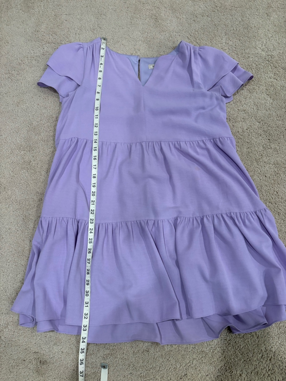 BCBGeneration Lavender Tiered V-Neck Mini Dress - Picture 7 of 7